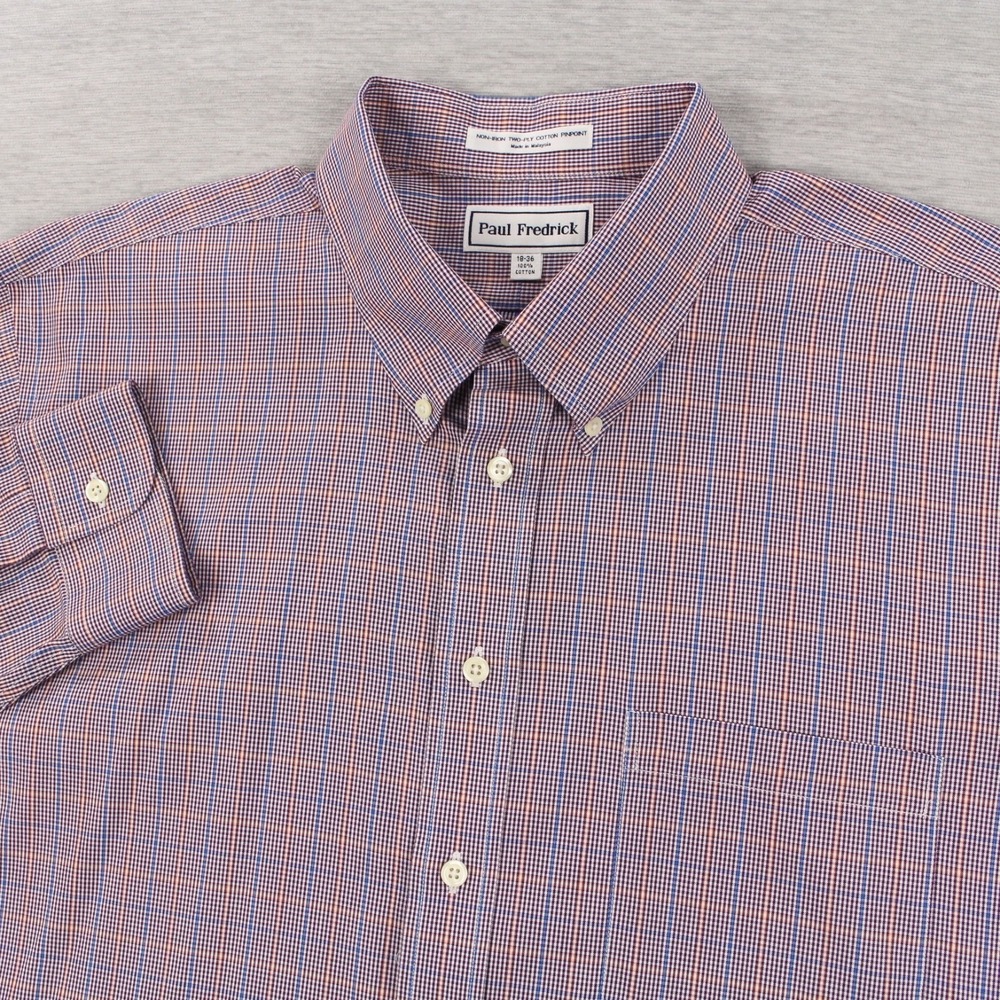 Paul Fredrick Shirt Mens 18-36 Purple Blue Orange White Long Sleeve Button Down